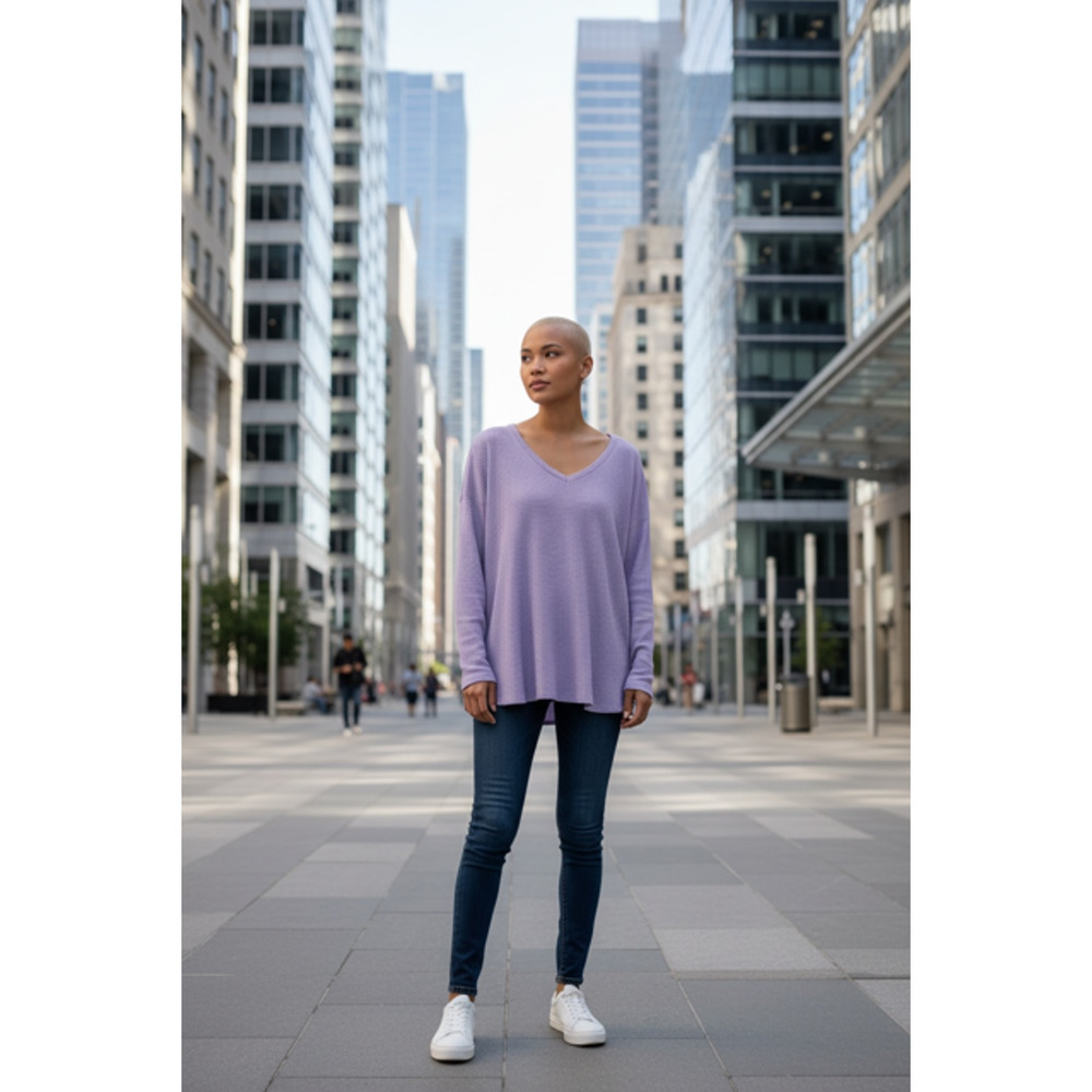 Andree by UNIT - Lavender Waffle Long Sleeve Top - 3X